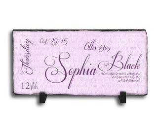 Customizable Baby Girl Name Plaque with Birth Statistics Handmade and...