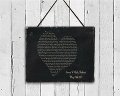Customizable Slate Song Lyric Sign - Heart Lyric Plaque - Handmade and Personalized