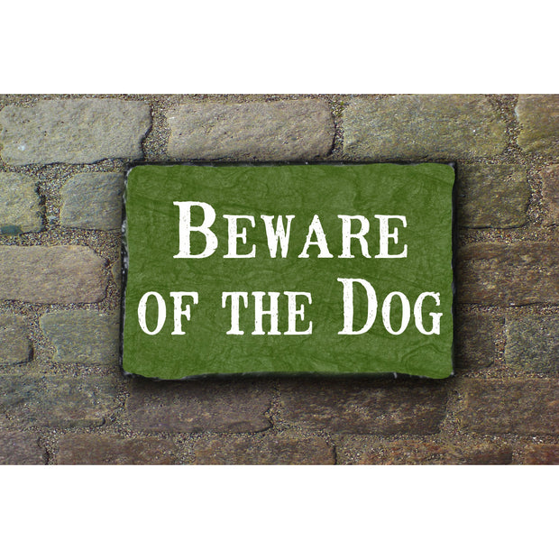 Handmade and Customizable Slate Home Sign - Beware of The Dog Plaque - Sassy Squirrel Ink