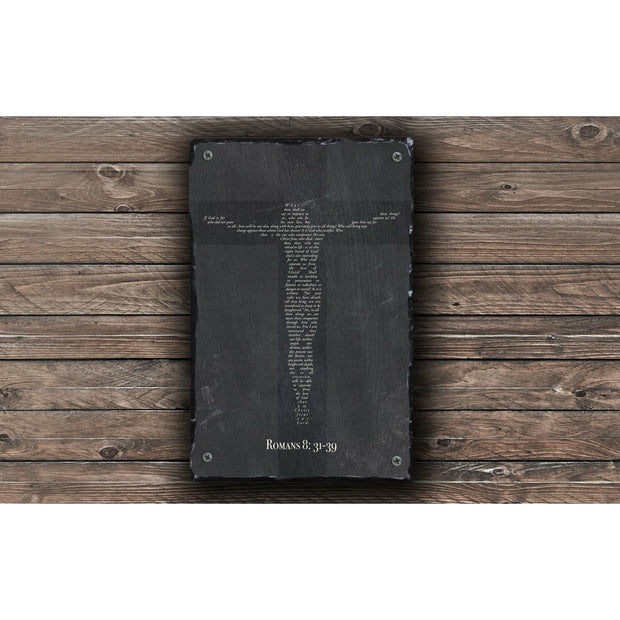 Handmade and Customizable Slate Bible Verse Sign - Christ on the Cross - Sassy Squirrel Ink