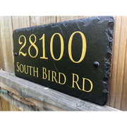 Customizable Slate Home Address House Sign - Gold, Silver or White Embossed Effect on Black, Brown or Blue - Handmade and Personalized